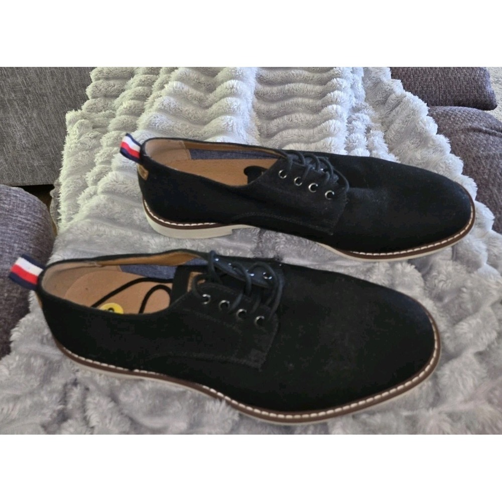 Tommy Hilfiger Lace Up Oxford Shoes Black Size 13 White Rubber Sole Tricolor Tab